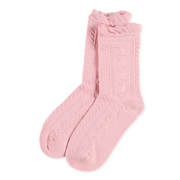 3足組キッズクルーソックス（ハート・メロー）