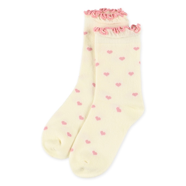 3足組キッズクルーソックス（ハート・メロー）