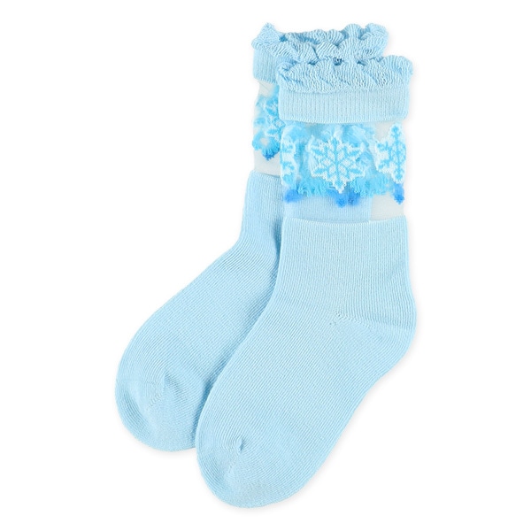 3足組キッズクルーソックス（シアー雪）