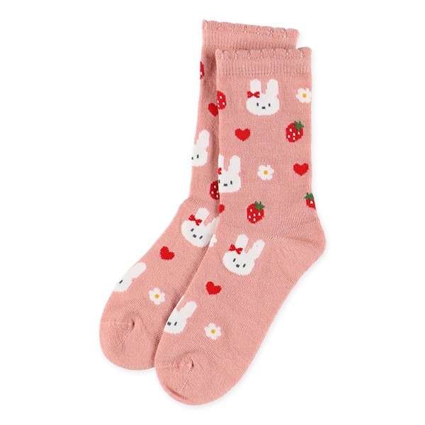 3足組キッズクルーソックス（うさぎ・いちご）