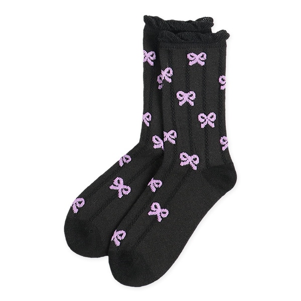 3足組キッズクルーソックス（リボン）