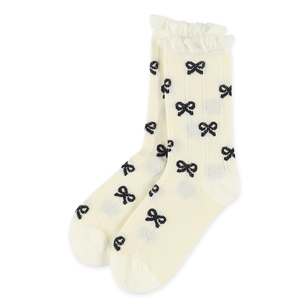 3足組キッズクルーソックス（リボン）