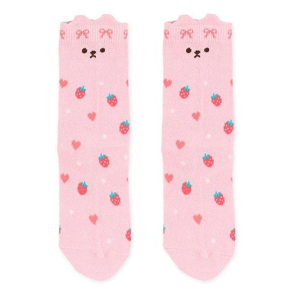 3足組キッズクルーソックス（いちご・うさぎ）