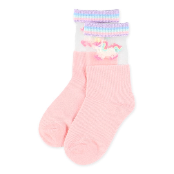 3足組キッズクルーソックス（シアー・ユニコーン）