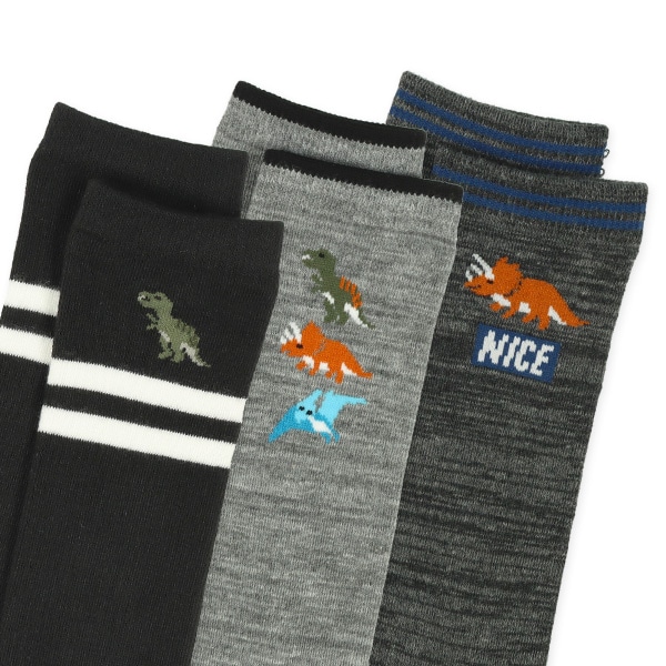 3足組キッズハイソックス（恐竜）