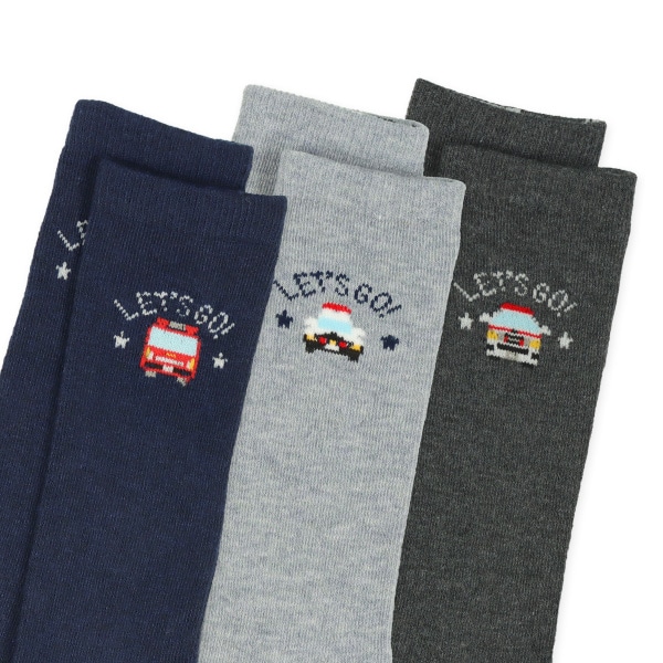 3足組キッズハイソックス（のりもの）