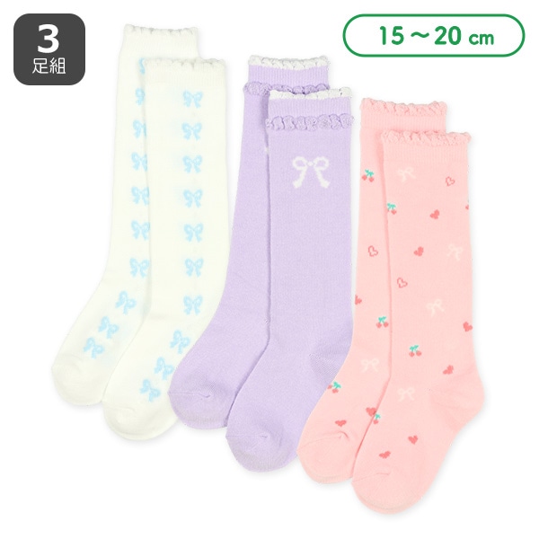 3足組キッズハイソックス（リボン）