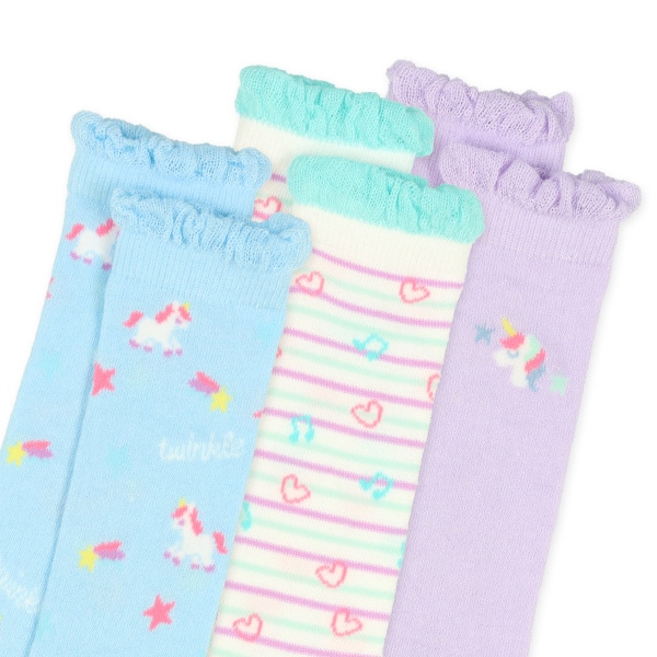 3足組キッズハイソックス（ユニコーンハート）