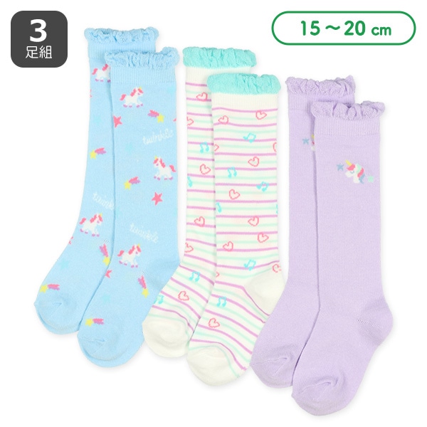 3足組キッズハイソックス(ユニコーンハート)