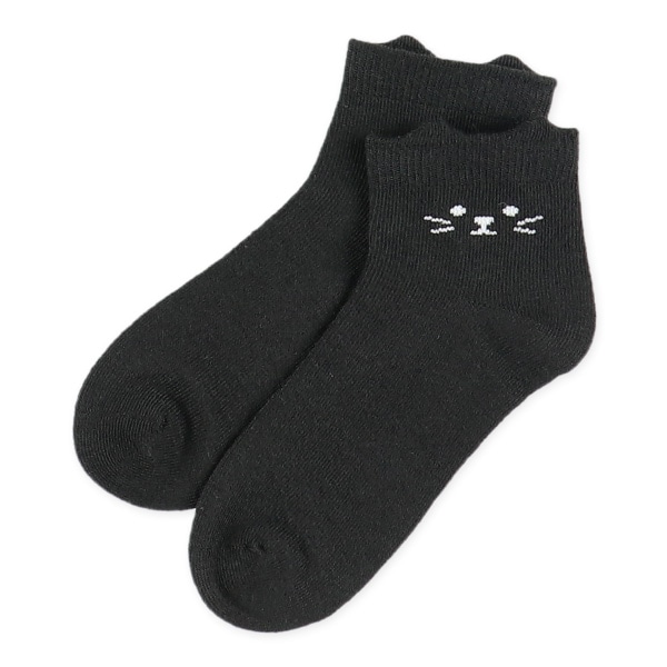 3足組キッズアンクルソックス（線描きねこ）