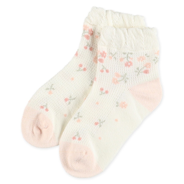3足組キッズアンクルソックス（小花柄）
