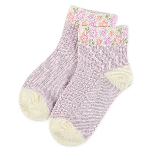 3足組キッズアンクルソックス（小花柄・リボン）