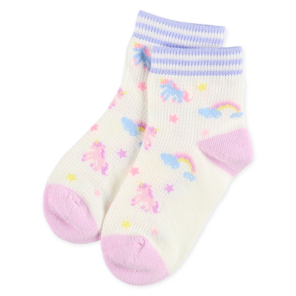 3足組キッズアンクルソックス（ユニコーン・ボーダー）