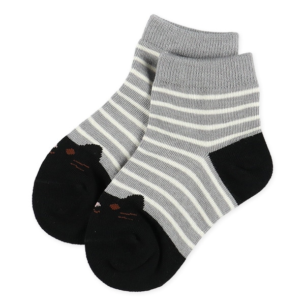 3足組キッズアンクルソックス（ねこ・ボーダー）