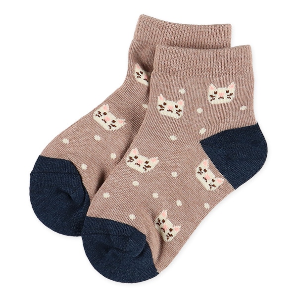 3足組キッズアンクルソックス（ねこ・ボーダー）