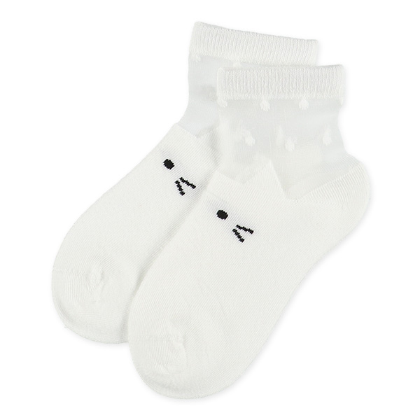 3足組キッズアンクルソックス（シアー・ねこ）