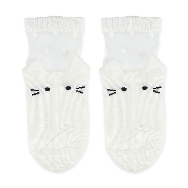 3足組キッズアンクルソックス（シアー・ねこ）