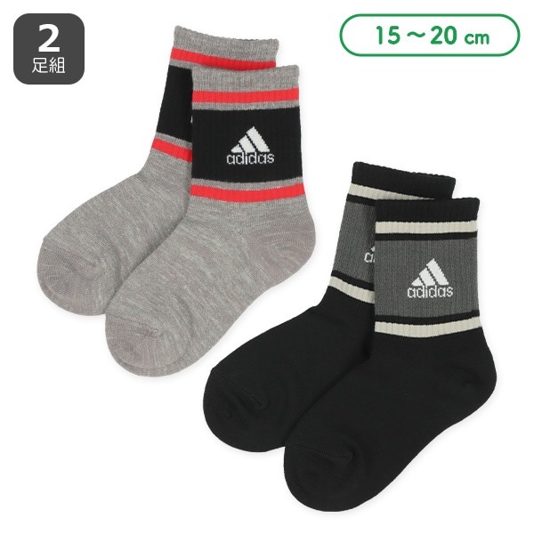 adidas）2足組消臭キッズショート丈ソックス（サイドロゴ） | ベビー服 