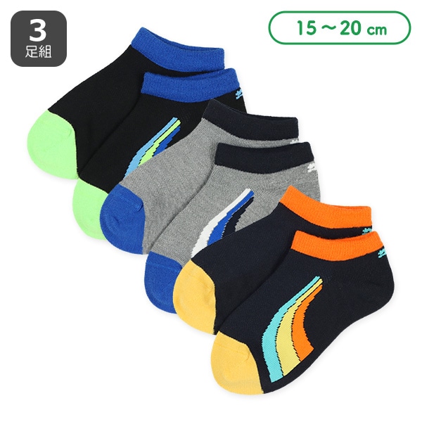 PUMA）3足組キッズローカットソックス（カラフルロゴ）
