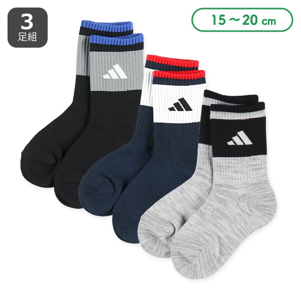 adidas)3足組キッズクルーソックス(ロゴ)