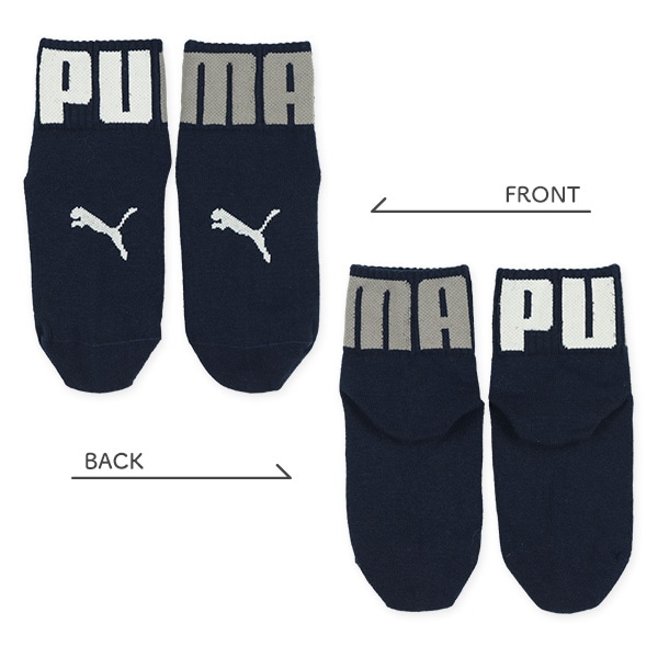 PUMA）3足組キッズローカットソックス（ビッグロゴ）