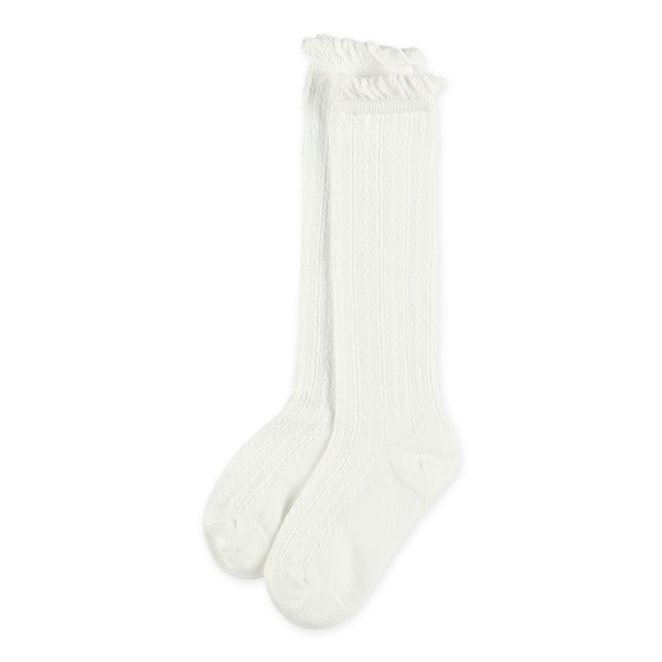 3足組キッズハイソックス（編み柄）