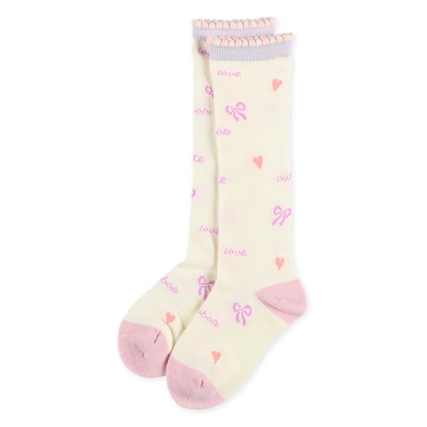 3足組キッズハイソックス（ラインストーン・リボン）