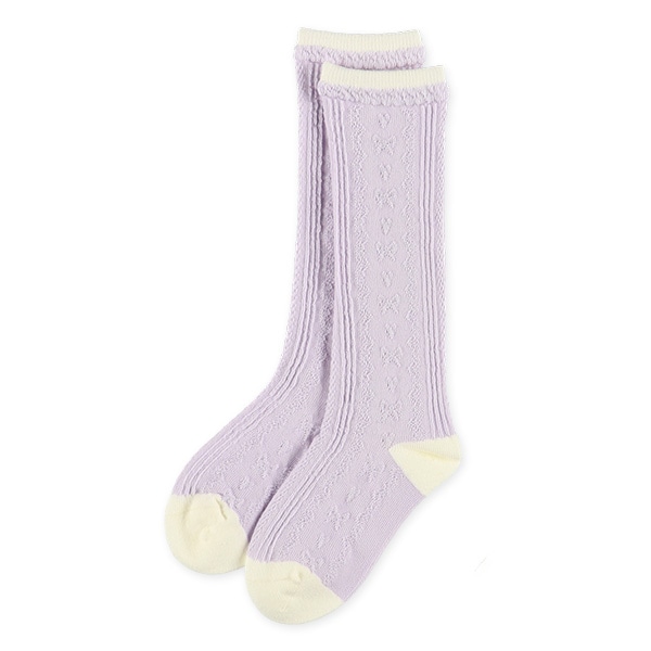 3足組キッズハイソックス（ラインストーン・リボン）