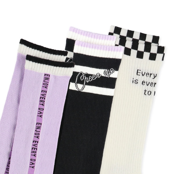 3足組キッズハイソックス（チェックロゴ）