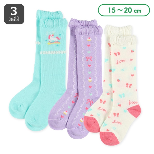 3足組キッズハイソックス（ユニコーン）