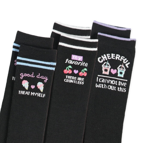 3足組キッズハイソックス（スイーツロゴ）