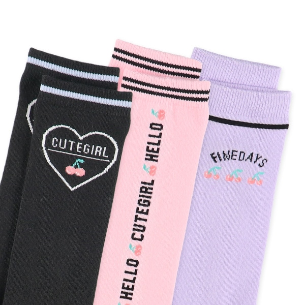 3足組キッズハイソックス（チェリー）