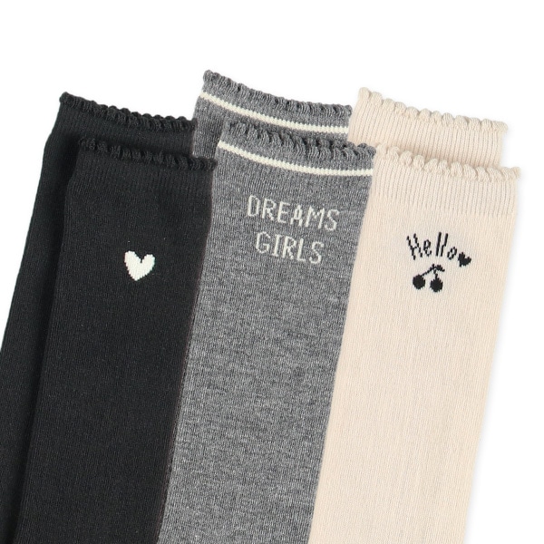 3足組キッズハイソックス（ハート）