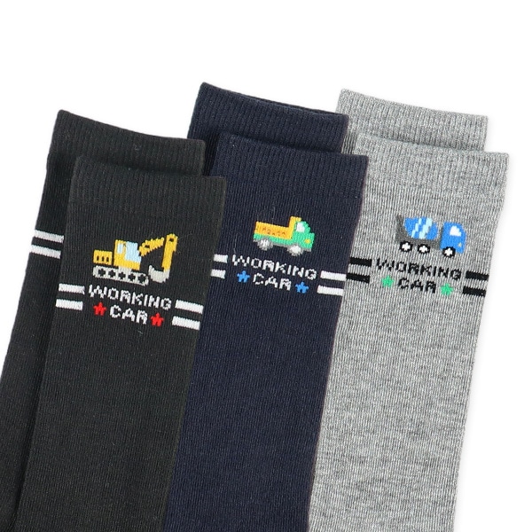 3足組キッズハイソックス（はたらくくるま）