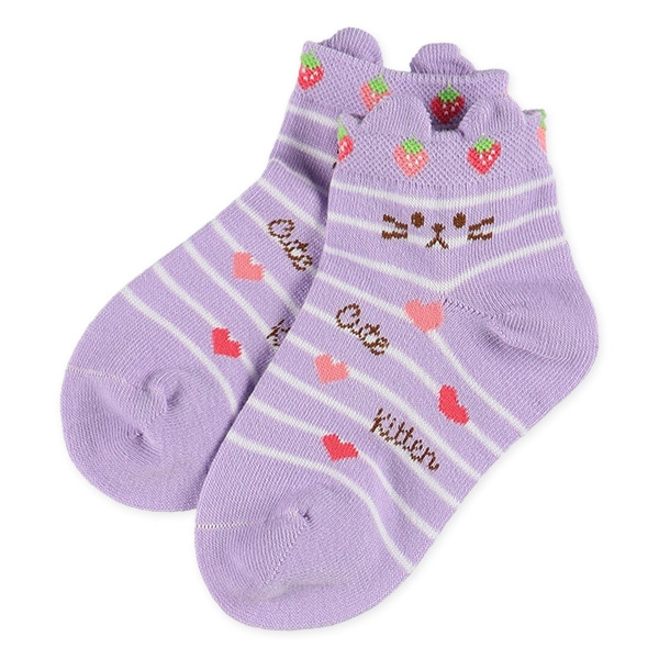 3足組キッズローカットソックス（ねこ）