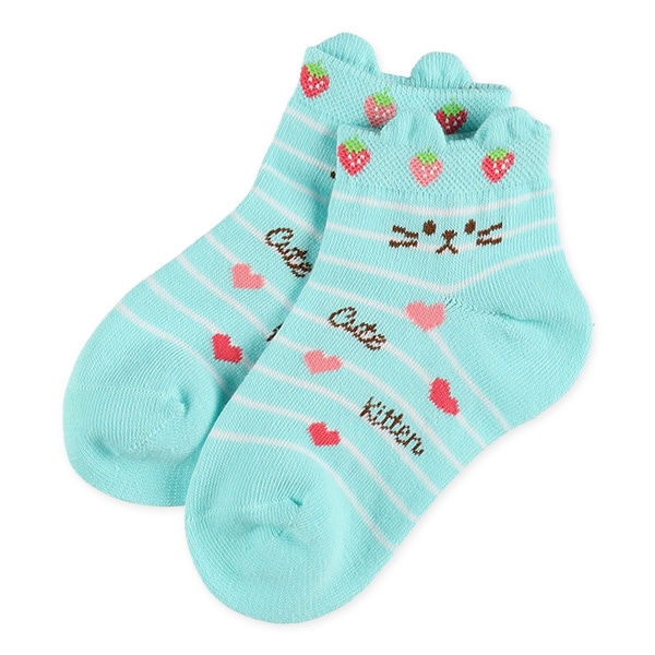 3足組キッズローカットソックス（ねこ）