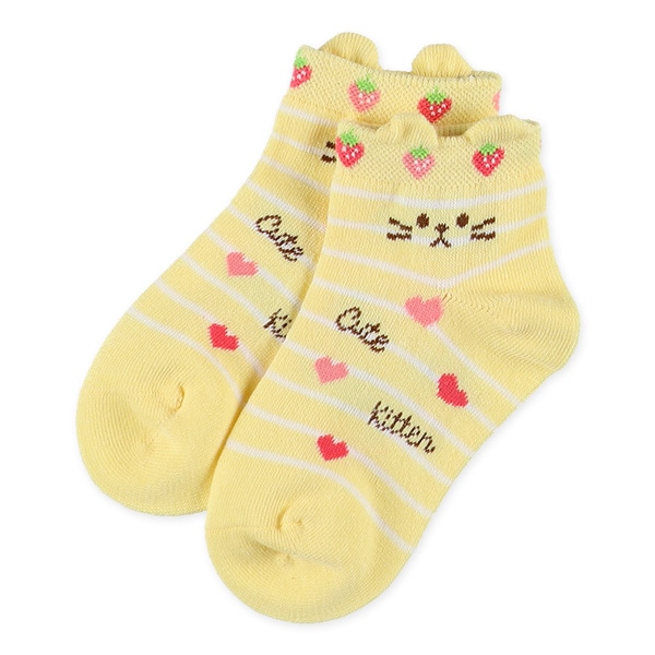 3足組キッズローカットソックス（ねこ）