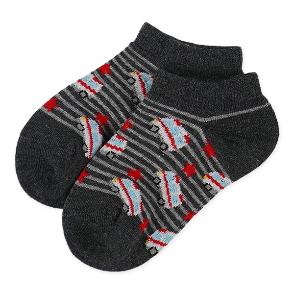 3足組キッズローカットソックス（くるま総柄）