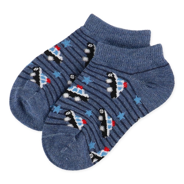 3足組キッズローカットソックス（くるま総柄）