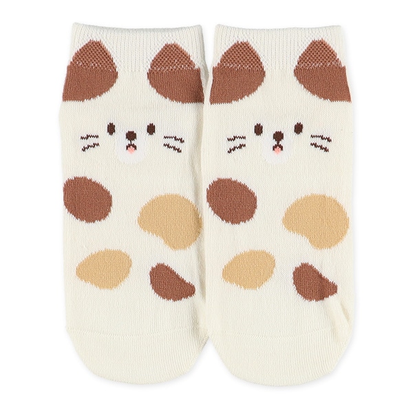 3足組キッズローカットソックス（丸ごと三毛猫）