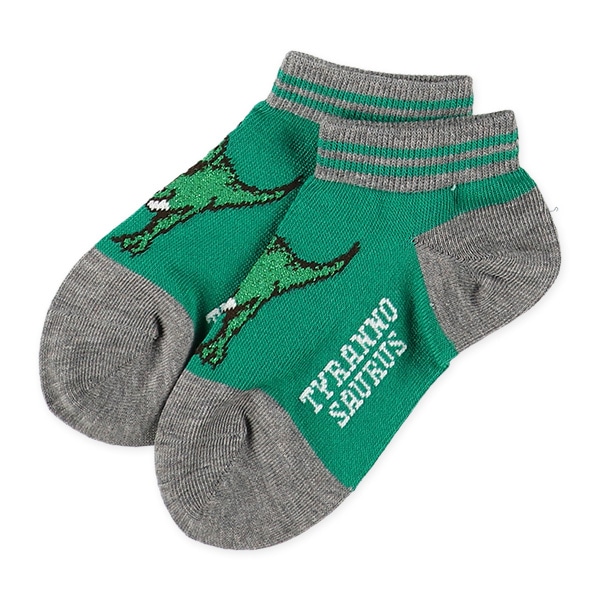 3足組キッズローカットソックス（ラメ恐竜）