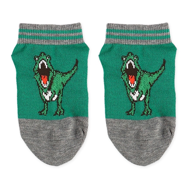 3足組キッズローカットソックス（ラメ恐竜）