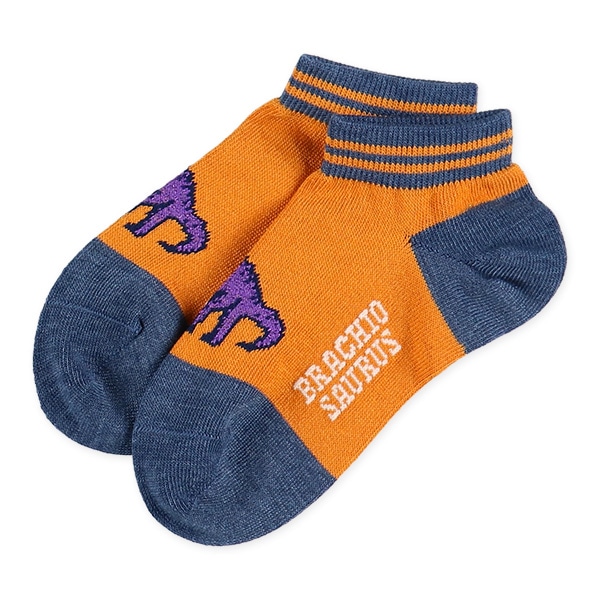 3足組キッズローカットソックス（ラメ恐竜）