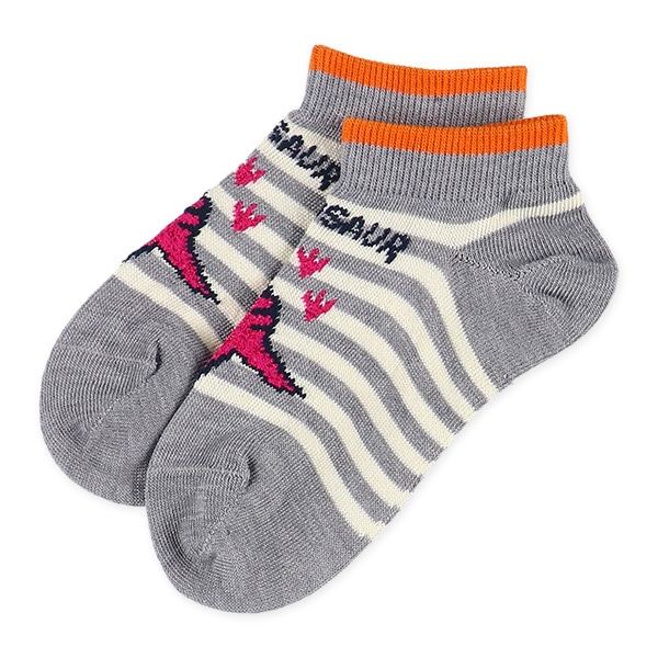 3足組キッズローカットソックス（ラメ恐竜）