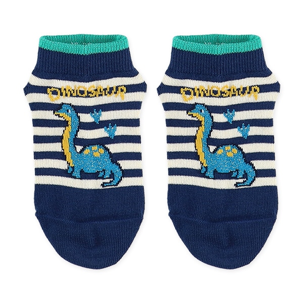 3足組キッズローカットソックス（ラメ恐竜）