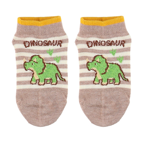 3足組キッズローカットソックス（ラメ恐竜）