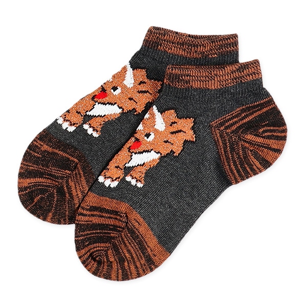 3足組キッズローカットソックス（ラメ恐竜）