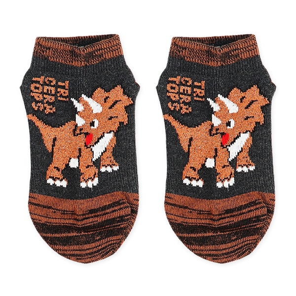 3足組キッズローカットソックス（ラメ恐竜）