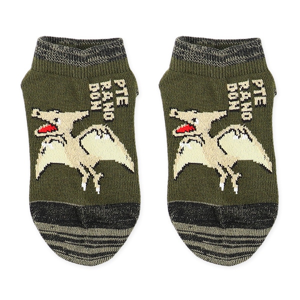 3足組キッズローカットソックス（ラメ恐竜）