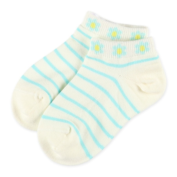 3足組キッズローカットソックス（ボーダー・花）